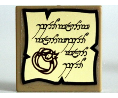 Tile 2 x 2 with Ring Drawing and Elvish Text Pattern (Sticker) - Set 10237