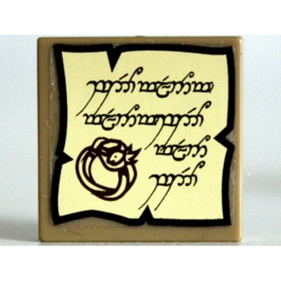 Tile 2 x 2 with Ring Drawing and Elvish Text Pattern (Sticker) - Set 10237