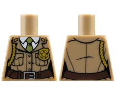 Torso Jacket with Pockets, Gold Badge and Braid, Olive Green Tie Pattern