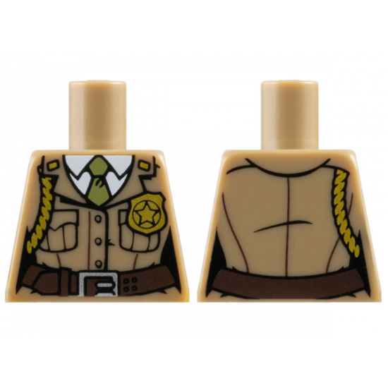 Torso Jacket with Pockets, Gold Badge and Braid, Olive Green Tie Pattern