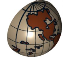 Cylinder Hemisphere 2 x 2 with Cutout with the Americas and South Pacific Dark Brown Globe Pattern