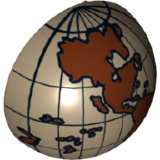 Cylinder Hemisphere 2 x 2 with Cutout with the Americas and South Pacific Dark Brown Globe Pattern