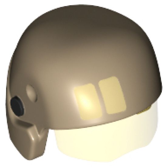 Minifigure, Headgear Helmet SW Resistance Trooper with Trans-Yellow Visor with Tan Rectangles and Black Circles Pattern