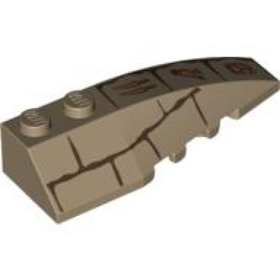 Wedge 6 x 2 Right with Bricks and Hieroglyphs Pattern