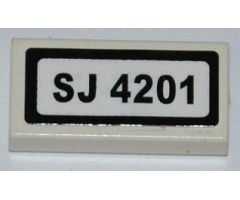 Tile 1 x 2 with 'SJ 4201' Pattern (Sticker) - Set 4201