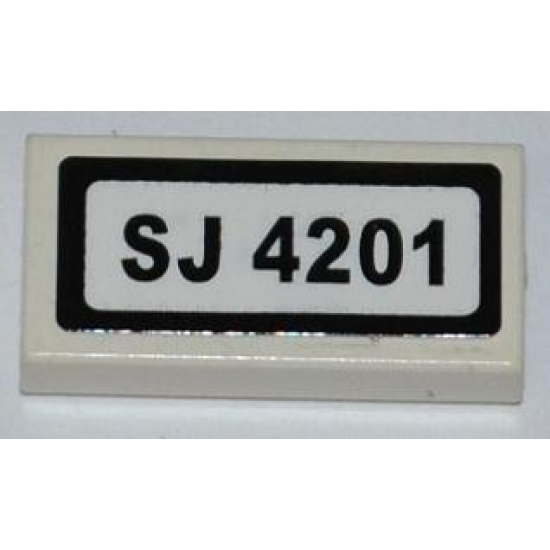 Tile 1 x 2 with 'SJ 4201' Pattern (Sticker) - Set 4201