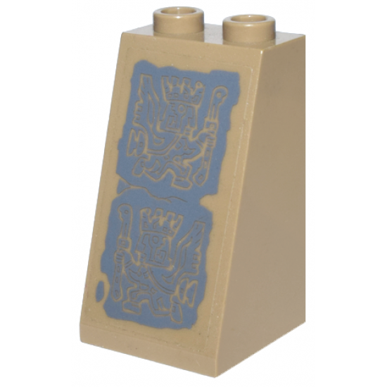 Slope 75 2 x 2 x 3 - Hollow Studs with Light Bluish Gray Aztec Carvings Pattern (Sticker) - Set 7627