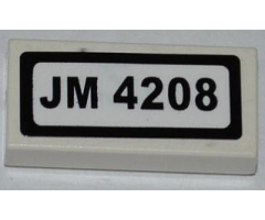 Tile 1 x 2 with 'JM 4208' Pattern (Sticker) - Set 4208