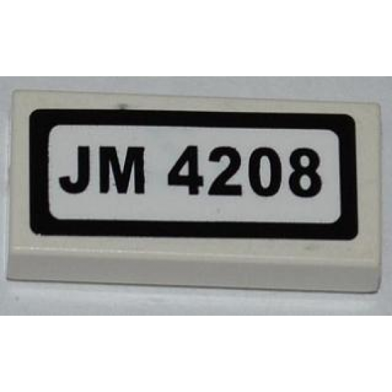 Tile 1 x 2 with 'JM 4208' Pattern (Sticker) - Set 4208