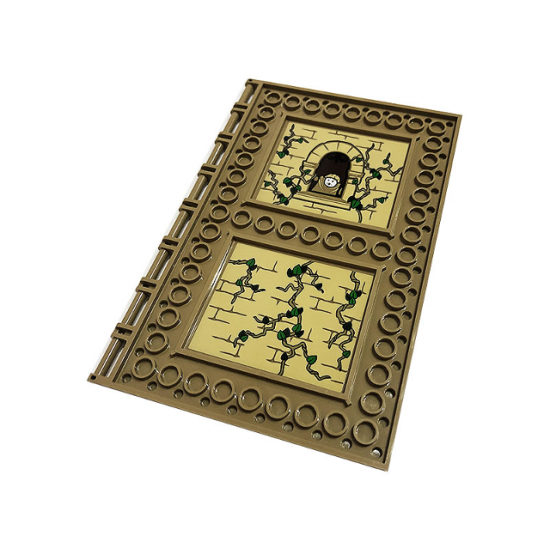 Tile, Modified 10 x 16 with Studs on Edges and Bar Handles with Tan Brick Wall, Leaves, Window, Climbing Plants and Minifigure Pattern (Stickers) - Set 76384