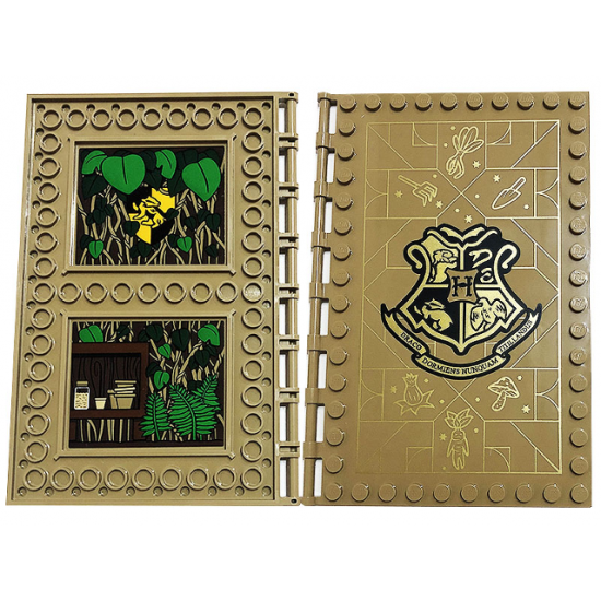 Tile, Modified 10 x 16 with Studs on Edges and Bar Handles with Hogwarts Herbology Class and Leaves, Climbing Plants, Hufflepuff Class, Flower Pots and Jar Pattern on Inside (Stickers) - Set 76384