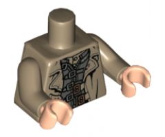 Torso Trenchcoat over Dark Gray Jacket with Silver and Copper Clasps Pattern / Dark Tan Arms / Light Nougat Hands