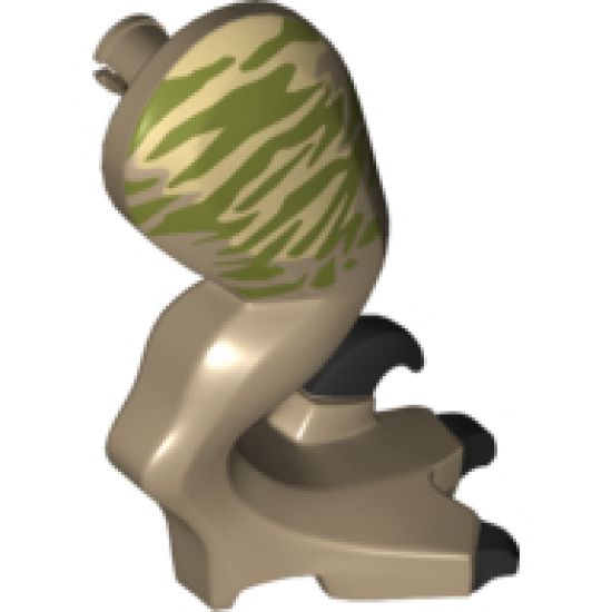 Animal, Body Part Dinosaur Leg Large (Rear) Raptor Right with Pin, Black Claws and Tan Stripes over Olive Green Pattern