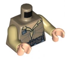 Torso Female Shirt and Jacket with Dark Bluish Gray Belt Pattern (SW Leia Endor) / Tan Arms / Light Nougat Hands