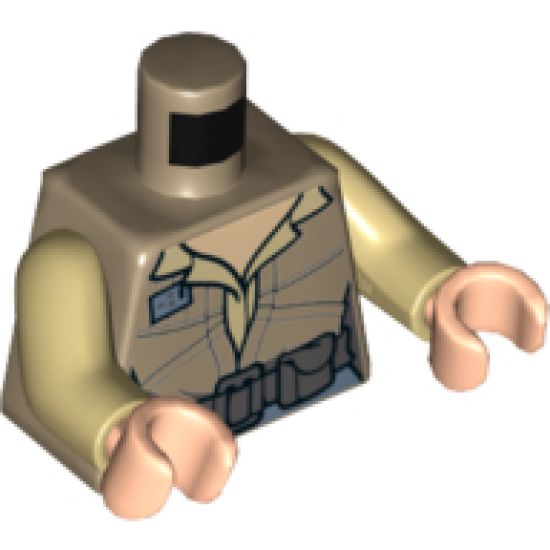 Torso Female Shirt and Jacket with Dark Bluish Gray Belt Pattern (SW Leia Endor) / Tan Arms / Light Nougat Hands