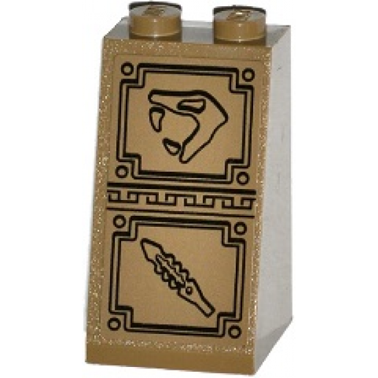 Slope 75 2 x 2 x 3 - Solid Studs with Snake Head Looking Left and Serrated Blade Sword Bas-Relief Sculpture Pattern (Sticker) - Set 70748