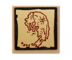 Tile 2 x 2 with Map Island with Dark Red Outline Pattern (Sticker) - Set 70732