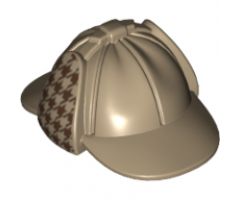 Minifigure, Headgear Hat, Deerstalker with Dark Red Houndstooth Check on Ear Flaps Pattern