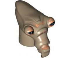 Minifigure, Head, Modified SW Geonosian with Black Eyes Pattern