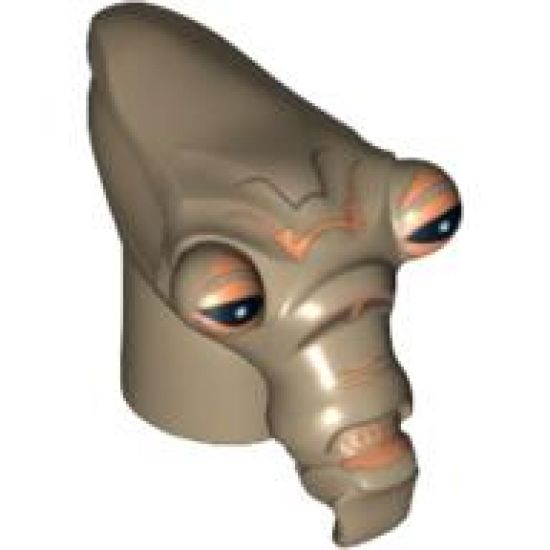 Minifigure, Head, Modified SW Geonosian with Black Eyes Pattern