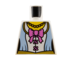 Torso Princess Corset with Medium Blue Panels, Pink Bow, Pearl Necklace and Gold Belt Pattern