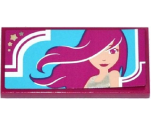 Tile 2 x 4 with Woman with Long Hair Pattern (Sticker) - Set 41093