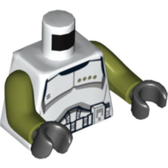 Torso SW Armor Clone Trooper Sergeant Black Belt and Four Olive Green Stars Pattern / Olive Green Arms / Black Hands