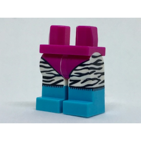 Hips and White Legs with Magenta Leotard, Back Zebra Stripes and Medium Azure Boots Pattern
