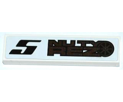 Tile 1 x 4 with Black Number '5' and 'NUTY REZ' Pattern Model Right Side (Sticker) - Set 8149