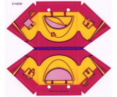 Plastic Tent with Dark Purple Ridge Line and Bright Light Orange Friends Flap and Butterfly Pattern