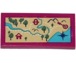 Tile 2 x 4 with Map with Mountains, River, Trees, Hut, Raft and Arrow Pattern (Sticker) - Set 41122
