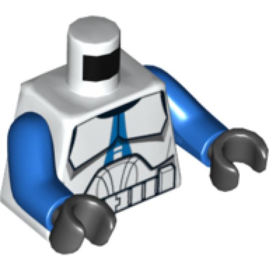 Torso SW Armor Clone Trooper with Blue 501st Legion Markings Pattern (Clone Wars) / Blue Arms / Black Hands