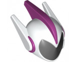 Mini Doll, Headgear Helmet Alien with Two Side Spikes and Top Ridge, White with Black Visor Pattern