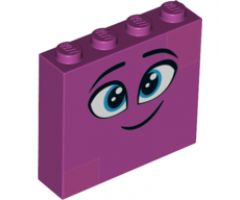 Brick 1 x 4 x 3 with Twinkling Dark Azure Eyes, Eyebrows, Smile and Dark Pink Squares on Two Corners Pattern (Queen Watevra Wa'Nabi Face)