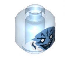 Minifigure, Head Alien with Medium Blue Face with White Eyes and Lightning Bolts on Forehead Pattern (Electro) - Hollow Stud