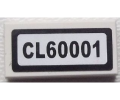 Tile 1 x 2 with 'CL60001' Pattern (Sticker) - Set 60001