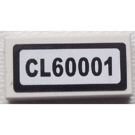 Tile 1 x 2 with 'CL60001' Pattern (Sticker) - Set 60001