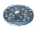 Turntable 6 x 6 x 1 1/3 Round Base with Trans-Medium Blue Top and White and Purple Pattern (Ninjago Spinner)