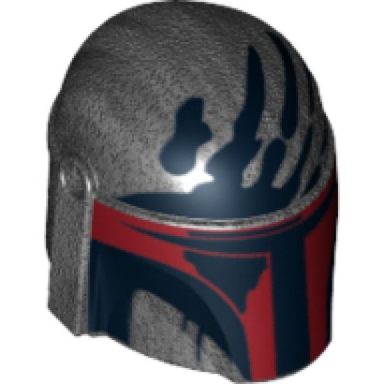 Minifigure, Headgear Helmet with Holes, SW Mandalorian with Dark Red Visor and Black Handprint Pattern