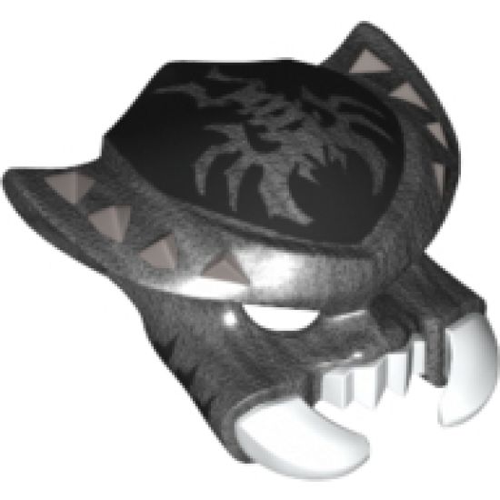 Minifigure, Headgear Mask Scorpion with White Fangs and Pincers, Silver Spikes and Scorpion Emblem Pattern