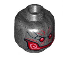 Minifigure, Head Alien with Red Eyes and Mouth Pattern - Hollow Stud
