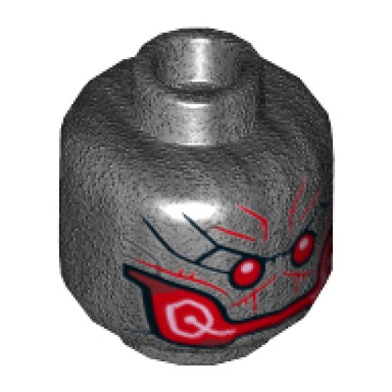 Minifigure, Head Alien with Red Eyes and Mouth Pattern - Hollow Stud