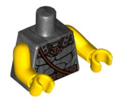 Torso Bare Chest Muscles Outline with Wolf / Fox Head and Copper and Dark Brown Belt Pattern / Yellow Arms / Yellow Hands