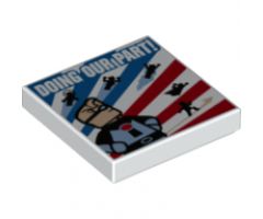 Tile 2 x 2 with 'DOING OUR PART!' Superheroes Pattern