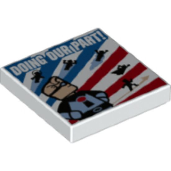 Tile 2 x 2 with 'DOING OUR PART!' Superheroes Pattern