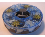 Turntable 6 x 6 Round Base Serrated with Trans-Medium Blue Top with Spiral Stars Pattern (Ninjago Spinner)