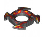 Ring 4 x 4 with 2 x 2 Hole and 4 Arrow Ends with Yellow and Red Flames Pattern (Ninjago Spinner Crown)