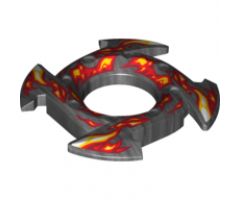 Ring 4 x 4 with 2 x 2 Hole and 4 Arrow Ends with Yellow and Red Flames Pattern (Ninjago Spinner Crown)