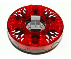 Turntable 6 x 6 Round Base Serrated with Trans-Red Top with Black and White Pattern (Ninjago Spinner)
