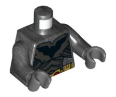Torso Armor, Black Bat Logo, Silver Plates, Gold Belt Pattern with Red Semicircles / Pearl Dark Gray Arms / Dark Bluish Gray Hands